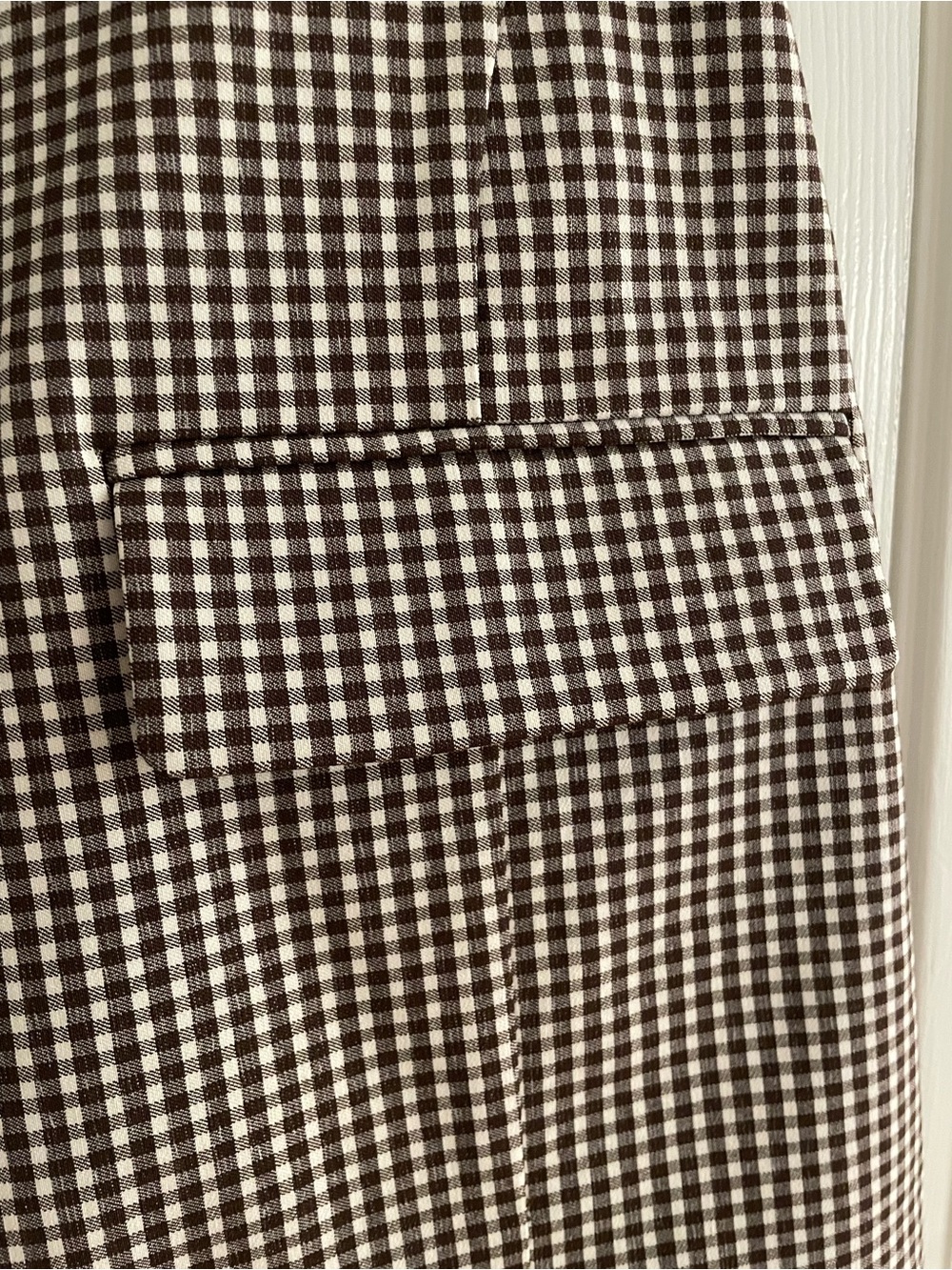 Revolve Caroline Constas Brown and White Gingham Mini Dress - Picture 3 of 10